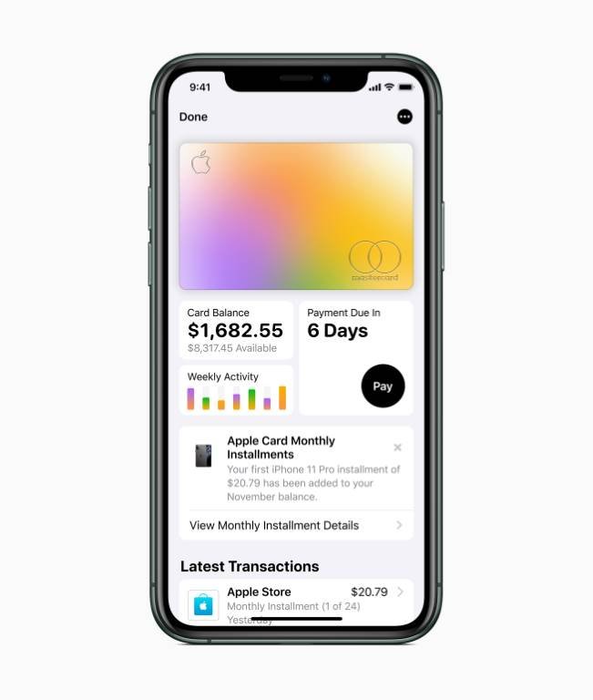 iPhone mostrando la actividad de la Apple Card.