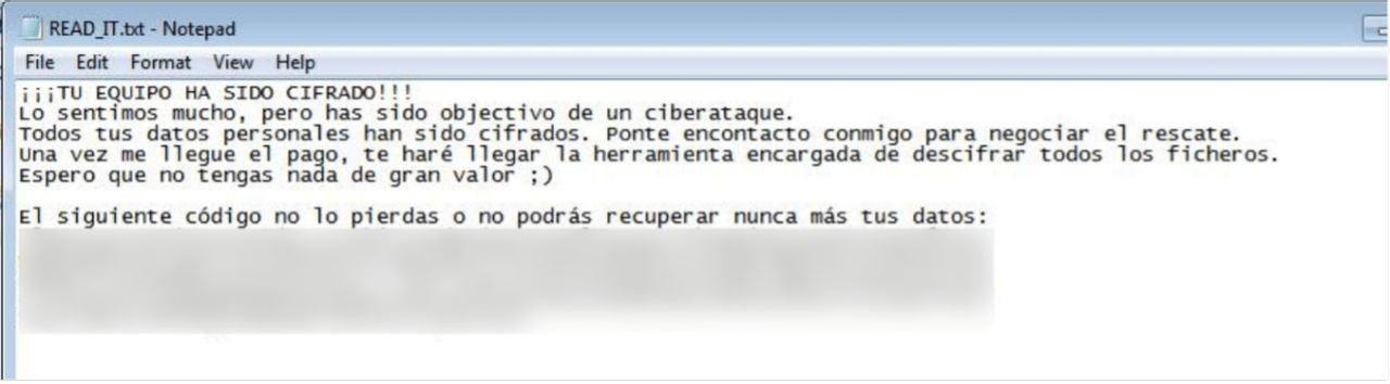 Screenshot of Figure 1. Ransom message dropped by Inlock ransomware