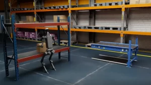 Humanoid robot training in a virtual simulation